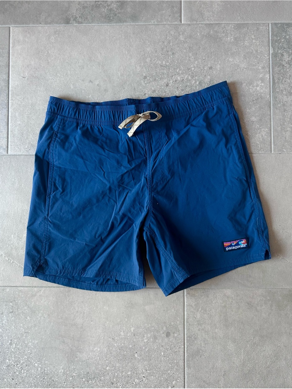Patagonia Men’s Navy Blue 5.5” Swim Board Shorts with Drawstring